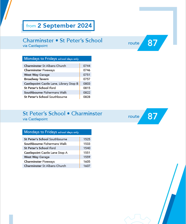 Image showing the 87 Morebus timetable